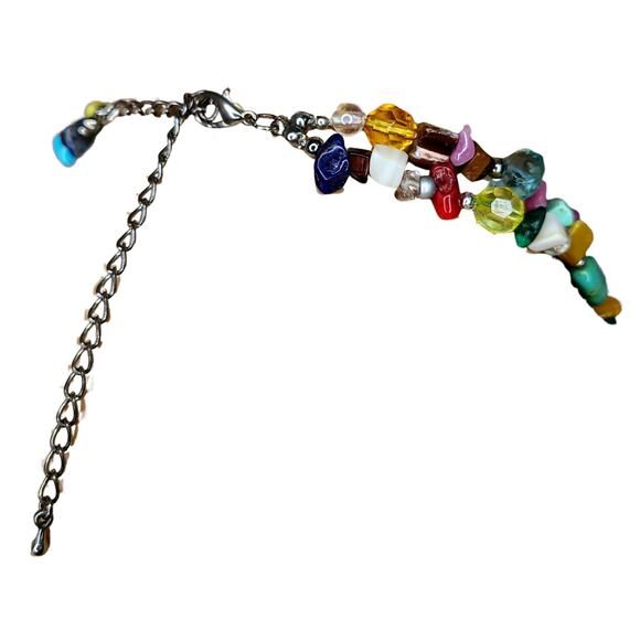 Bohemian Turquoise Rose Quartz Mix Semi-Precious Stones Double Strand Necklace - Picture 8 of 8